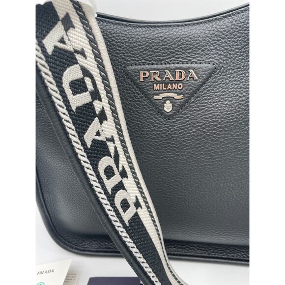 $3200 PRADA BLACK LEATHER HOBO SHOULDER BAG PURSE AUTH! Used once - Picture 8 of 16